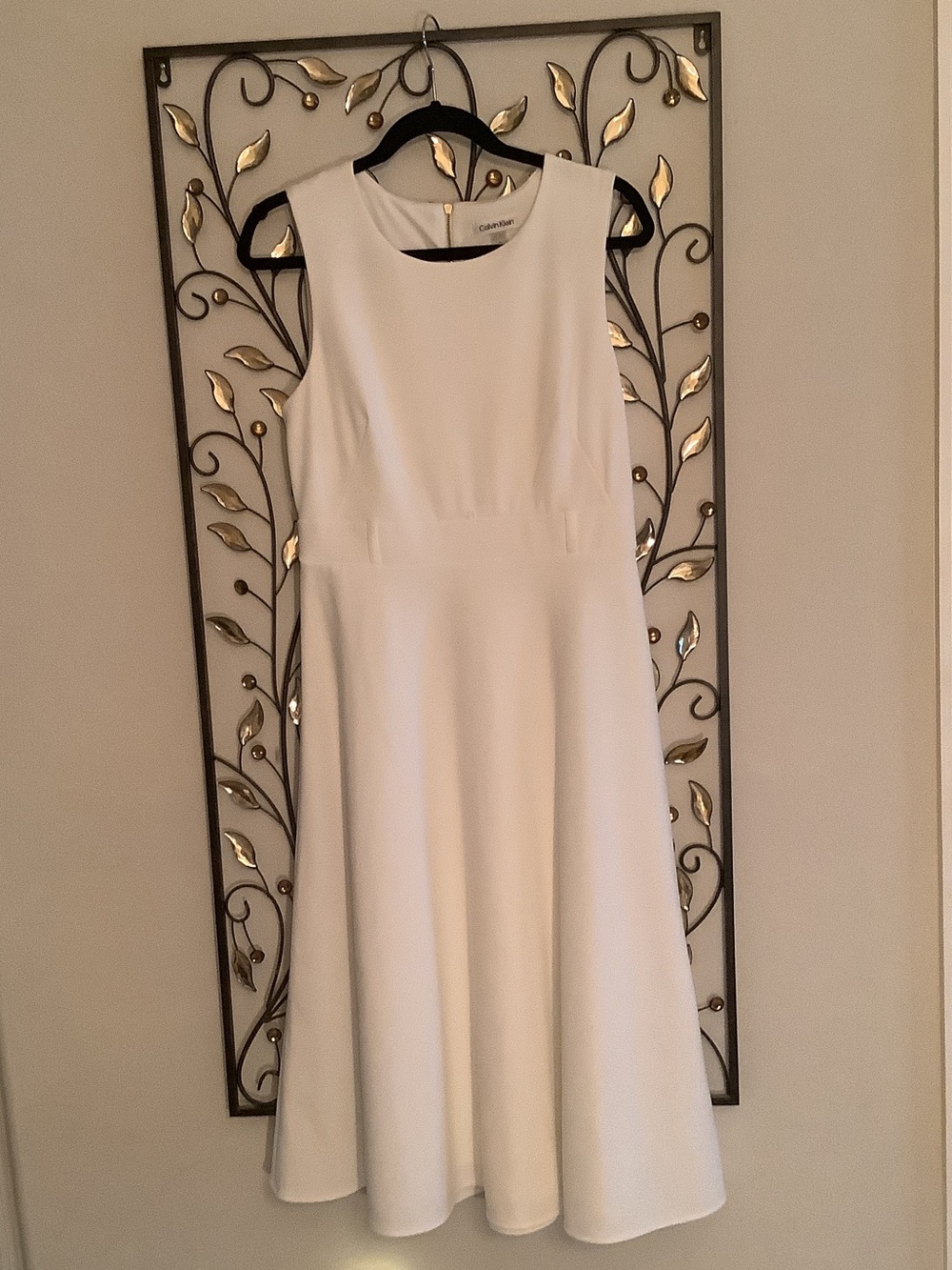 Calvin Klein White Sleeveless Midi Dress